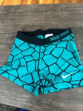Nike Pro Turquoise Black Crackle Compression Shorts